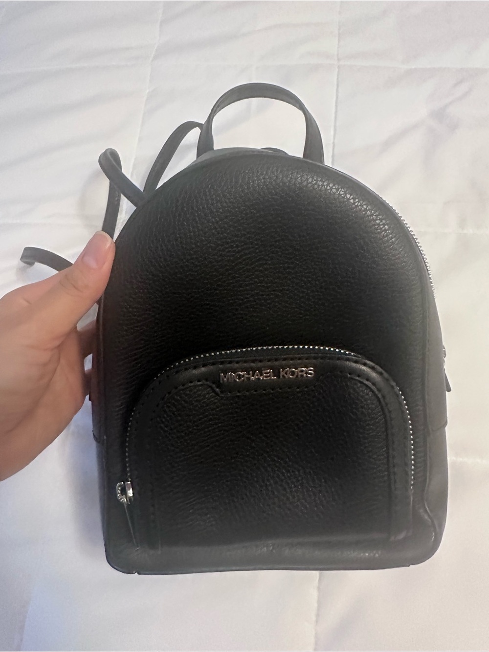 MICHAEL KORS Black Pebbled Leather Mini Backpack